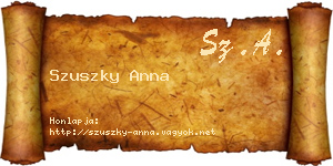 Szuszky Anna névjegykártya